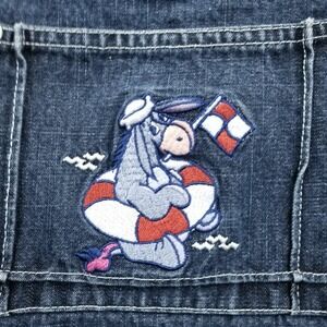 Vintage‎ Disney Shorts Women Large Blue Bib Overall Denim Eeyore Embroidered SOS